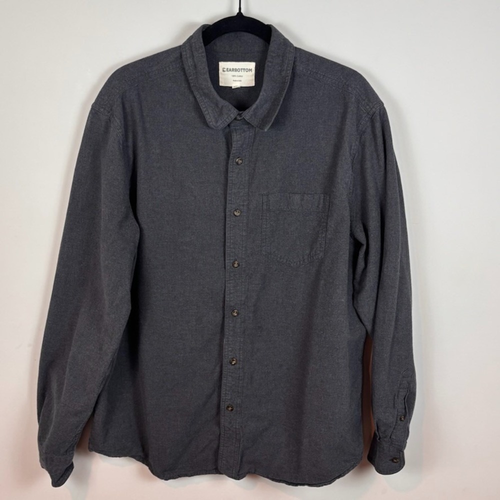 Bearbottom Mens Grey 100% Cotton Heavyweight Button up Shirt XL Nature‎ Granola